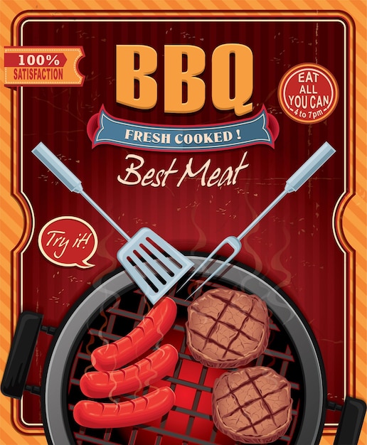 Vintage BBQ poster design