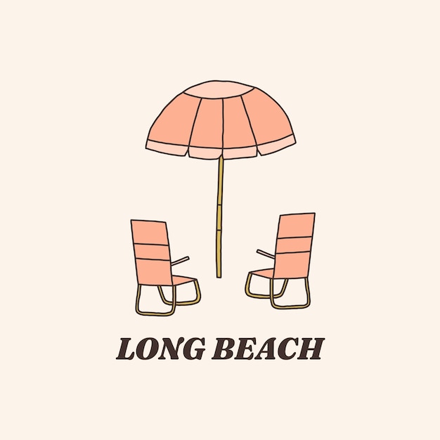 Vector vintage beach bed and umbrella