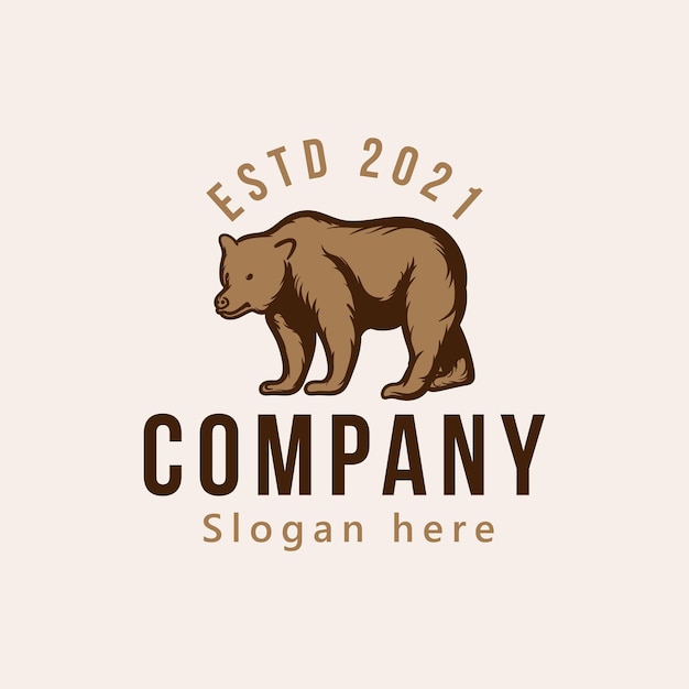 Elemento di design isolato illustrazione vettoriale logo orso vintage