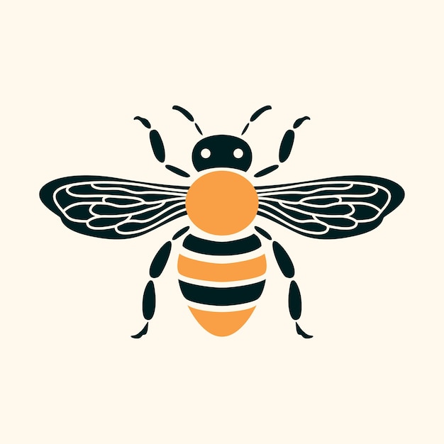 Vintage Bee Logo Icon Vector Timeless Charm and Nature's Grace in Retro Style