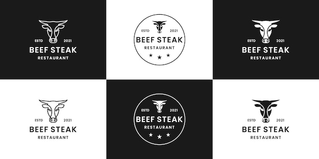 Vintage beef steak logo design for restaurant