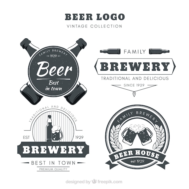 Vector vintage beer logo collection