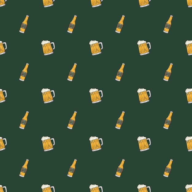 Vector vintage beer seamless pattern background