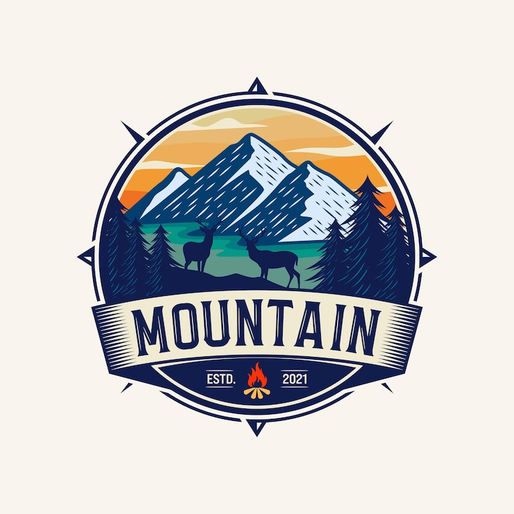 Vector vintage berg logo ontwerp illustratie