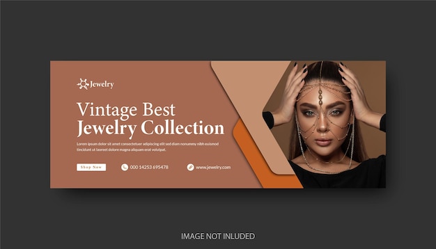 Vector vintage best jewelry collection facebook cover design