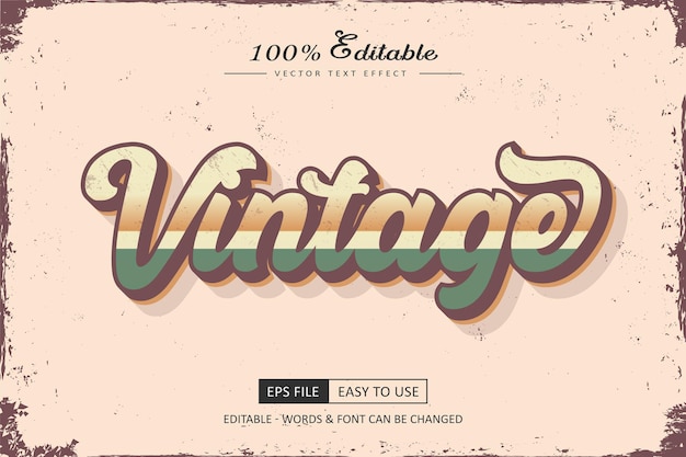 Vector vintage bewerkbare tekst effect retro en oude tekst stijl