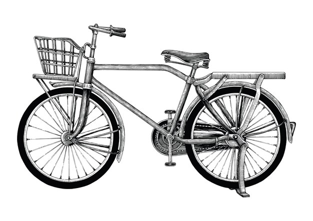 Vector vintage bicycle hand drawing isolated on white background
