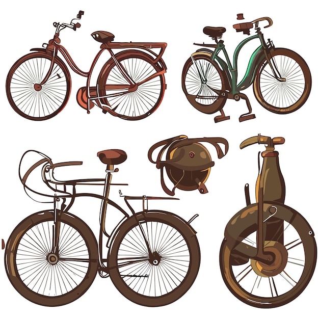 Vector vintage bicycle set with white background