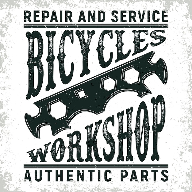 Vector vintage bicycles repair shop logo ,  grange print stamp, creative typography emblem,