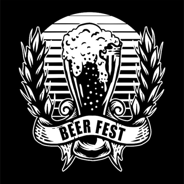 Vector vintage bier hand getrokken logo