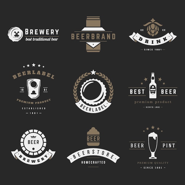 Vintage bierbrouwerij logo's emblemen labels