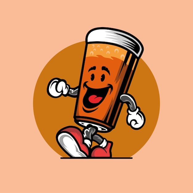 Vector vintage bierglazen cartoon mascotte illustratie