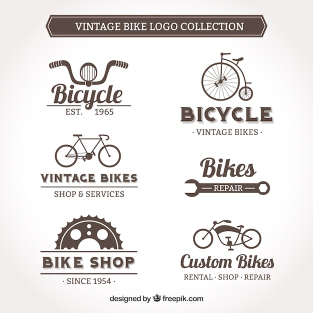 Vector vintage bike logo collection