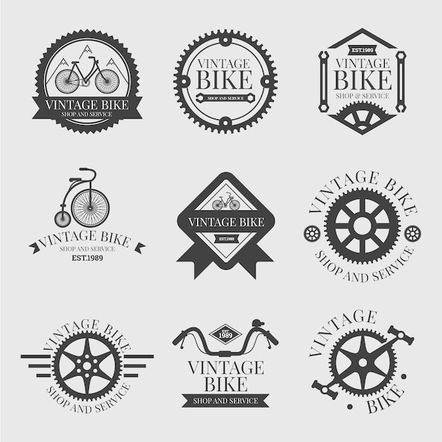 Vector vintage bike logo collection