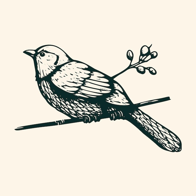 Vector vintage bird sketch ornithology vector illustration