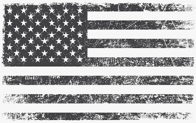 Старинный черно-белый американский флаг