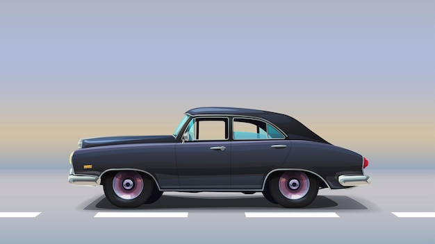 a vintage black color car side view