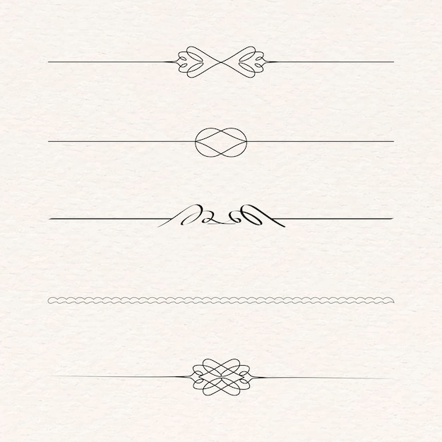 Vintage black divider element collection vector