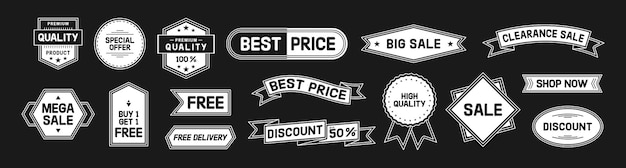 Vector vintage black and white promotional badge vector set