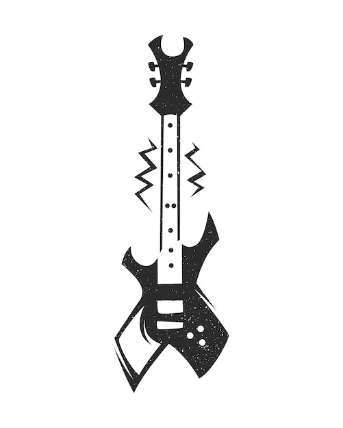 Black And Grey Guitar Tattoo On Right Forearm