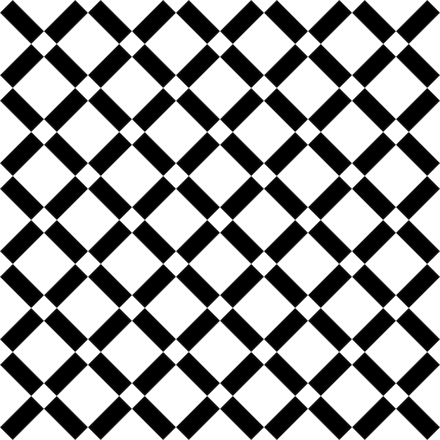 Vintage black and white tiles diagonal chequerwise squares vector pattern or background.