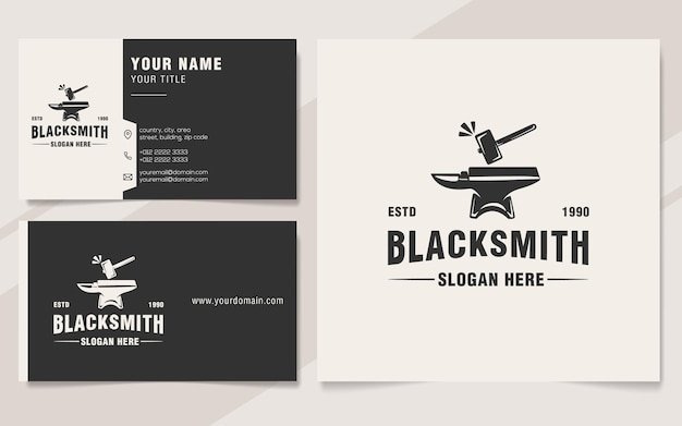 Vector vintage blacksmith logo template monogram style