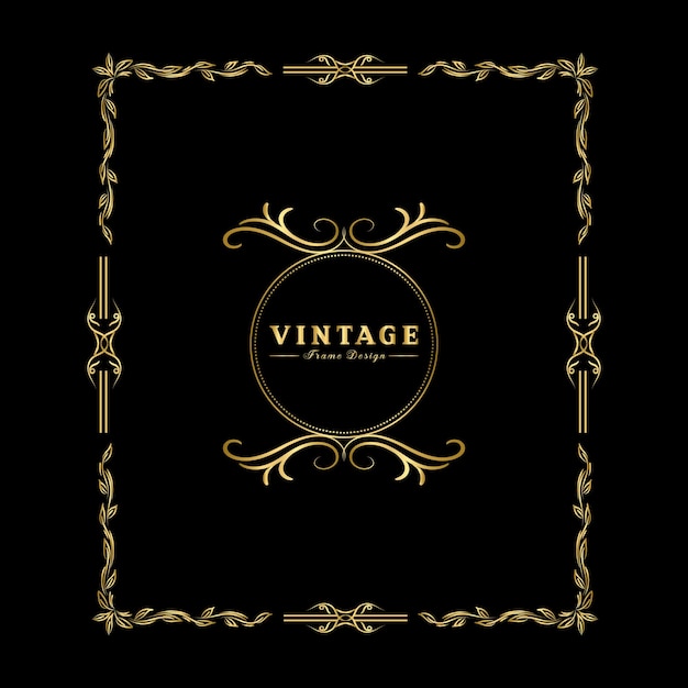 Vintage bloeien ornament frame vector gouden kleur voor banner behang uitnodigingskaart