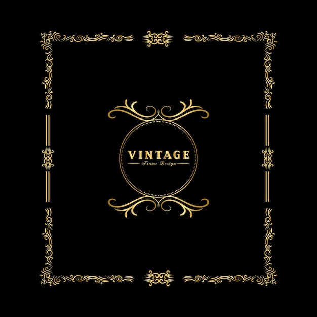 Vintage bloeien ornament frame vector gouden kleur voor banner behang uitnodigingskaart