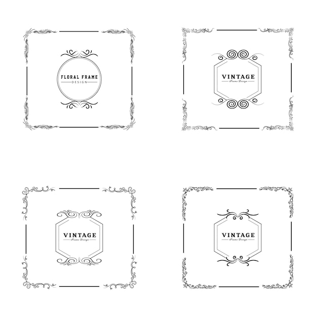 Vintage bloeien ornament frame vector gouden kleur voor banner behang uitnodigingskaart