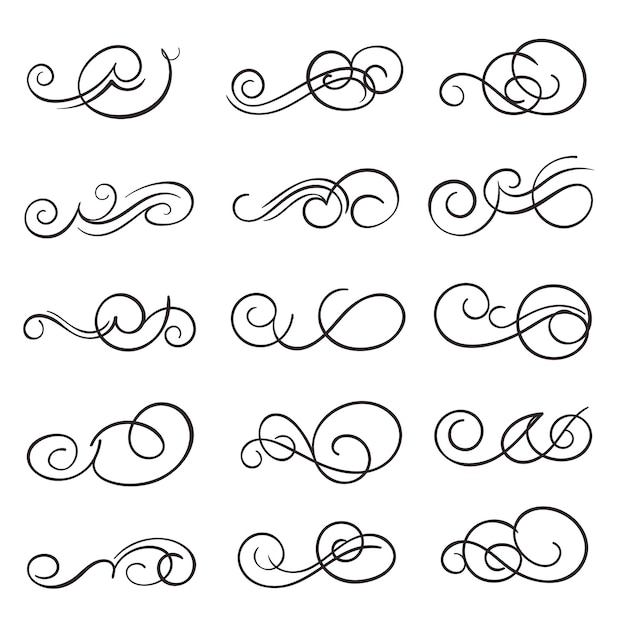 Vector vintage bloeien swirl kalligrafische set