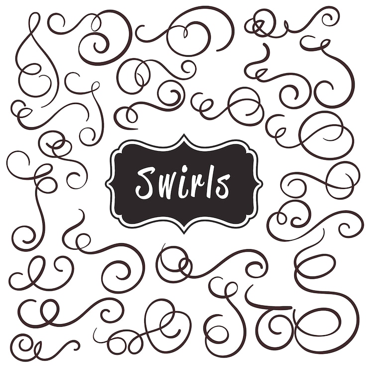 Vector vintage bloeien swirl kalligrafische set.