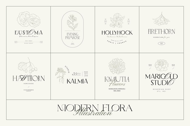 Vintage bloem logo sjabloon illustratie voor branding