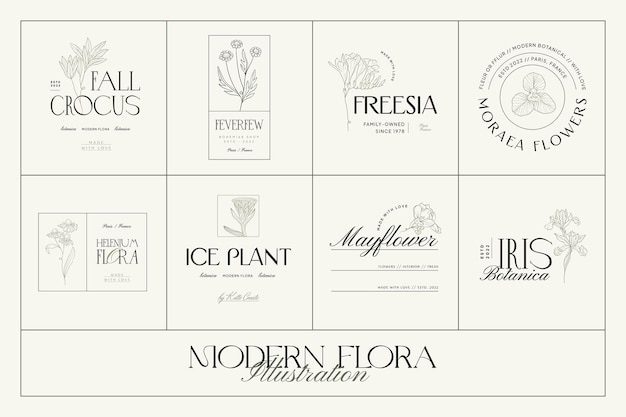 Vector vintage bloem logo sjabloon illustratie voor branding