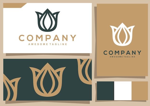 Vintage bloem water logo ontwerp