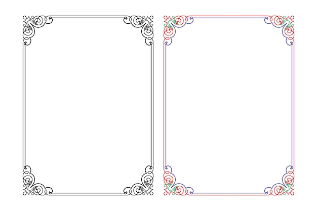 Vintage bloemen klassieke kalligrafische retro vignet scroll frames sier design elementen zwart en kleur set geïsoleerde vector