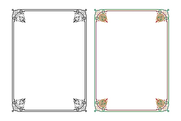 Vector vintage bloemen klassieke kalligrafische retro vignet scroll frames sier design elementen zwart en kleur set geïsoleerde vector