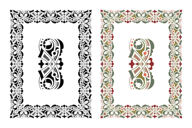 Vintage bloemen klassieke kalligrafische retro vignet scroll frames sier design elementen zwart en kleur set geïsoleerde vector