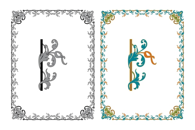 Vintage bloemen klassieke kalligrafische retro vignet scroll frames sier design elementen zwart en kleur set geïsoleerde vector