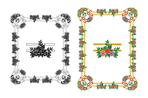 Vintage bloemen klassieke kalligrafische retro vignet scroll frames sier design elementen zwart en kleur set geïsoleerde vector