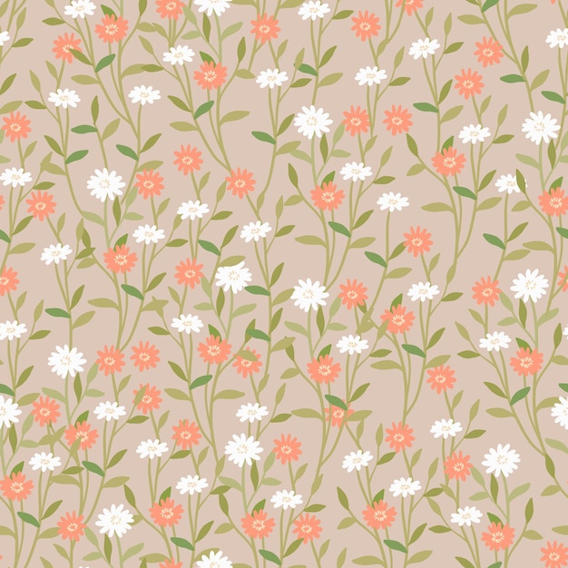 Vintage blooming floral seamless pattern