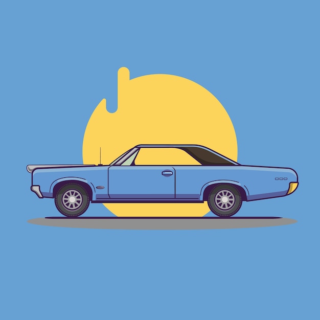 Vector vintage blue car illustration