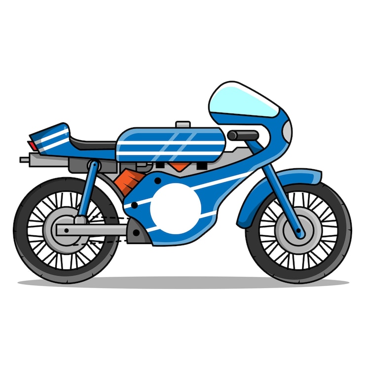 Vector vintage blue motobike with line livery