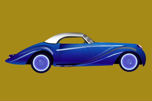 Vector vintage blue toy car