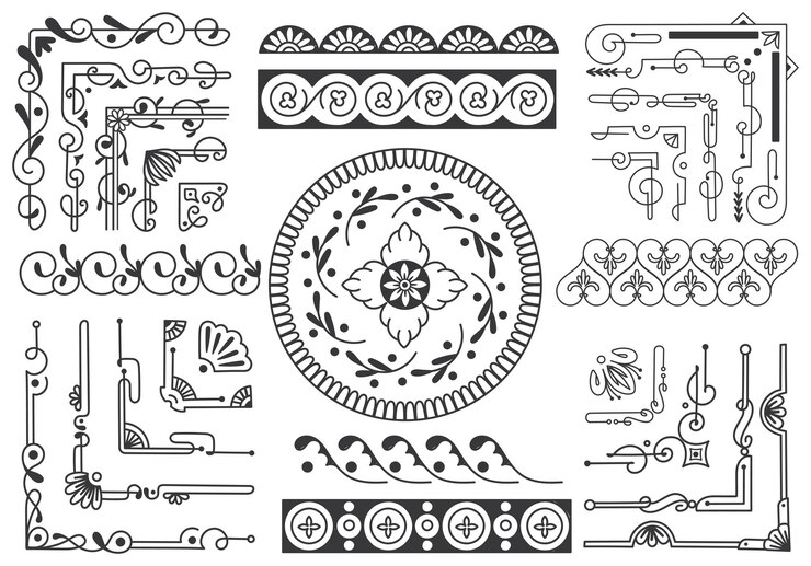 Vector vintage boder and frame element vector illustration