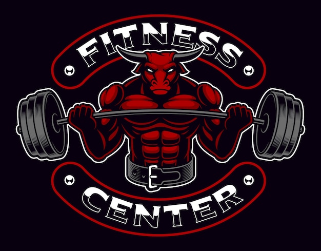 Vintage bodybuilder mascot logo on dark