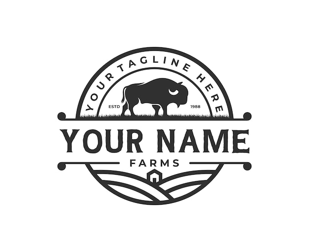 Vintage boerderij en ranch logo ontwerp