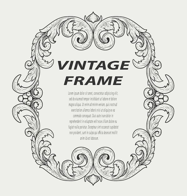 Bordo vintage cornice incisione ornamento stile monocromatico frame