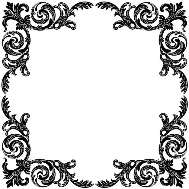 Vintage border frame engraving with retro ornament pattern in antique baroque style decorative desig