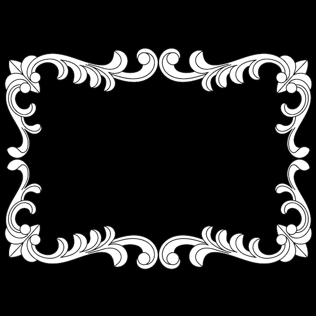 Vintage border frame engraving with retro ornament pattern in antique baroque style. Vector.