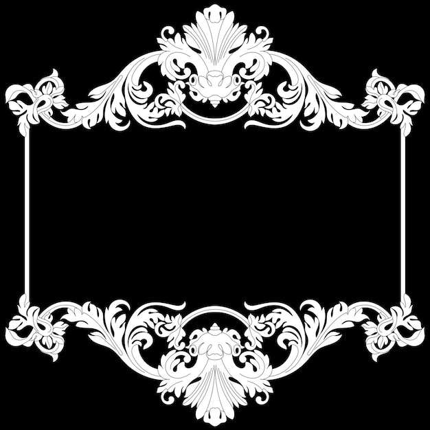 Vintage border frame engraving with retro ornament pattern in antique baroque style. Vector.